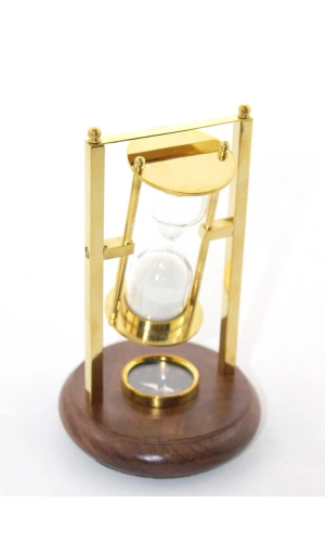 Bidebuvar Pirinç Pusulalı Kum Saati Model 2