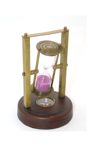 Bidebuvar Pirinç Pusulalı Kum Saati Model 7