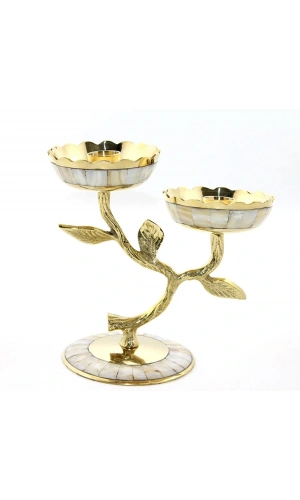 Bidebuvar Pirinç Sedefli 2li Şamdan