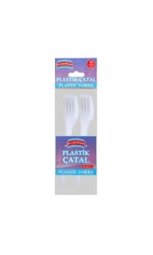 Bidebuvar Plastik Çatal Seti - 10lu Paket - Beyaz Renk - Kullan At Çatal