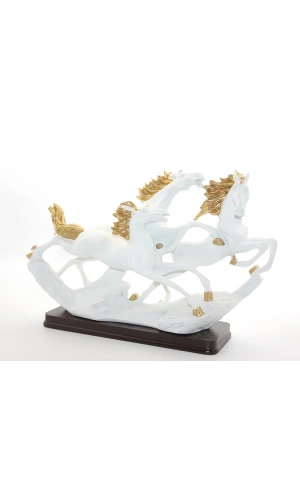 Bidebuvar Polyester 3lü Şahlanmış At Figürü