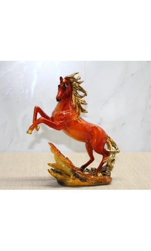 Bidebuvar Polyester Gold Detaylı Şahlanmış At Figürü