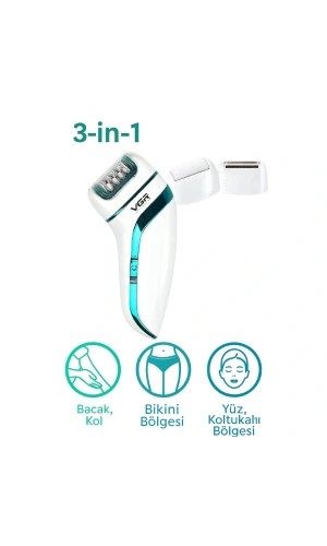 Bidebuvar Profesyonel 3 Başlıklı Epilasyon Aleti