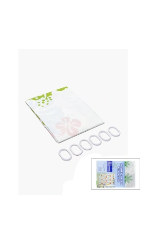 Bidebuvar PVC Duş Perdesi - Çift Kanatlı - 12 Halkalı - 90x180 cm