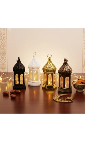 Bidebuvar Ramazan Temalı Büyük Altıgen Kapalı Kubbe LED Lamba