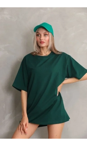 Bidebuvar Regular Fit Tişört Bisiklet Yaka Yazlık Kısa Kol Basıc T-Shirt - Yeşil