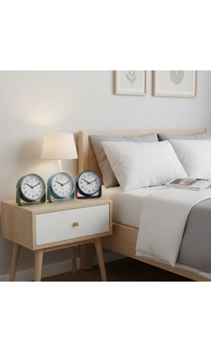 Bidebuvar Renkli Yuvarlak Masa Çalar Saati