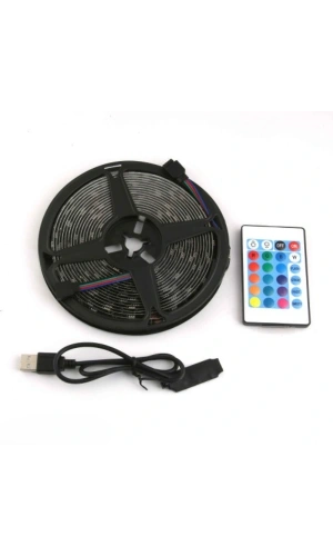 Bidebuvar RGB Şerit 30 LED Kumandalı USB Bağlantılı