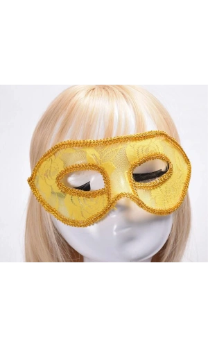 Bidebuvar Sarı Dantel Tül Parti Maskesi