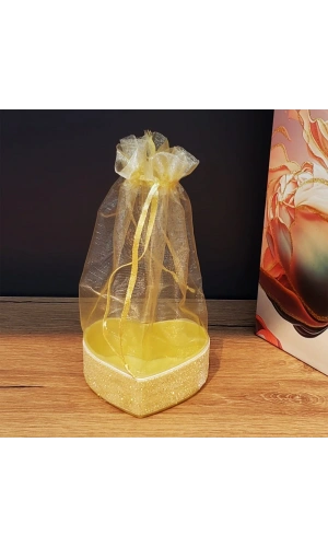 Bidebuvar Sarı Kalpli Tül Kese