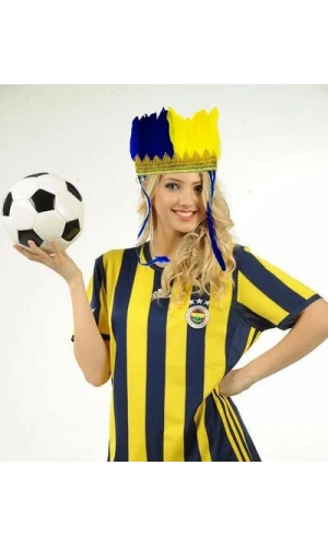 Bidebuvar Sarı Lacivert Taraftar Tüylü Saç Bandı