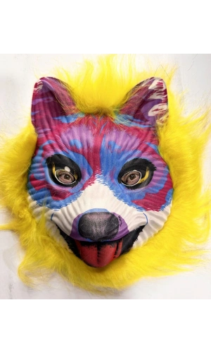 Bidebuvar Sarı Saçlı Sevimli Köpek Maskesi Mega Peluş 35 No