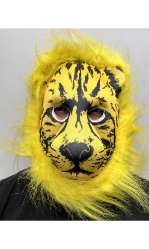 Bidebuvar Sarı Yeleli Sarı Saçlı Aslan Maskesi Mega Peluş 2 No