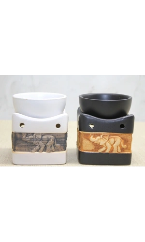 Bidebuvar Seramik Fil Kabartmalı Buhurdanlık