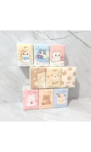 Bidebuvar Sevimli Figürlü Çocuk Mendili 9lu Paket