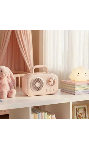 Bidebuvar Sevimli Tasarımlı Taşınabilir Radyolu Bluetooth Hoparlör Pembe