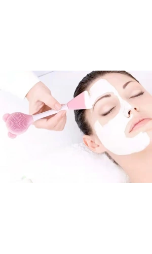 Bidebuvar Silikon Yüz Temizleme Fırçası ve Maske Uygulama Spatulası