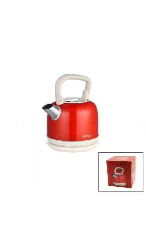 Bidebuvar Sinbo Demlik Kettle Su Isıtıcı - Kırmızı - 2.2 Litre - Çelik - Retro Görünüm