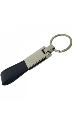 Bidebuvar Siyah Deri Metal Anahtarlık