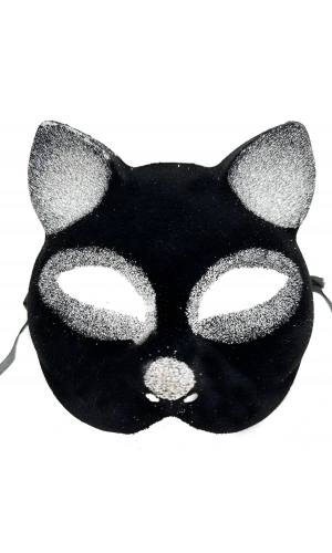 Bidebuvar Siyah Gümüş Simli Kedi Maskesi
