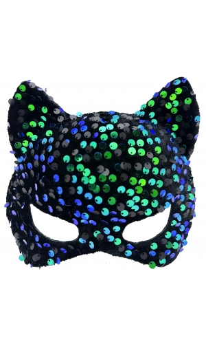 Bidebuvar Siyah Kadife Mavi Yeşil Parti Maskesi