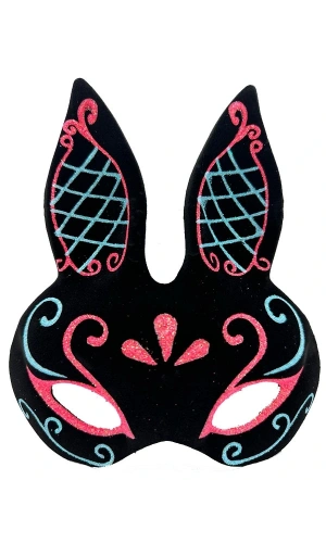 Bidebuvar Siyah Mavi Kırmızı Tavşan Maskesi