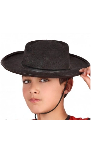 Bidebuvar Siyah Renk Keçe Flamenko Şapkası Çocuk Boy