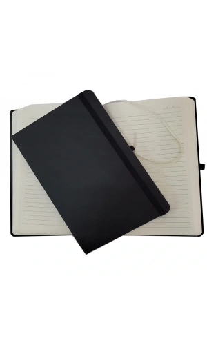 Bidebuvar Siyah Renk Termo Deri Çizgili Defter