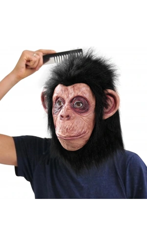 Bidebuvar Siyah Saçlı Lateks Şempanze Maskesi