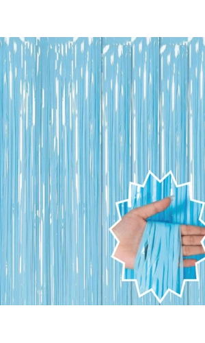 Bidebuvar Soft Mavi Püsküllü Kapı Perdesi