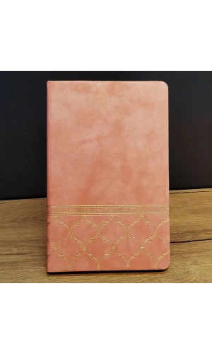 Bidebuvar Somon Rengi Desenli Deri Defter