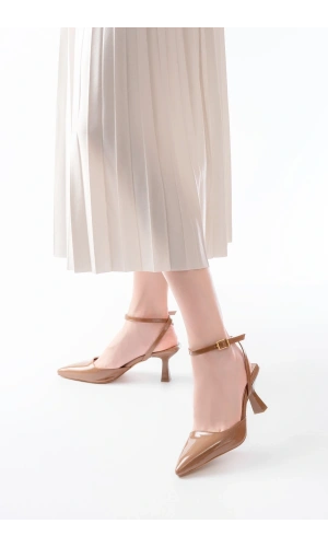 Bidebuvar ST-004 Vizon Rugan Günlük 7 cm Topuklu Bayan Ayakkabı