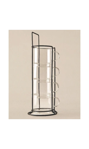 Bidebuvar Standlı Borosilikat 4lü Fincan Seti