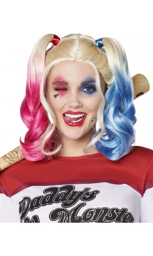 Bidebuvar Suicide Squad Harley Quinn Kostüm Peruk