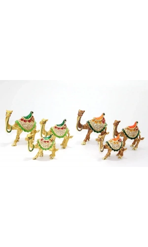 Bidebuvar Swarovski Taşlı 3lü Deve Figürü Model 2