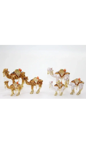 Bidebuvar Swarovski Taşlı 3lü Deve Figürü Model 3