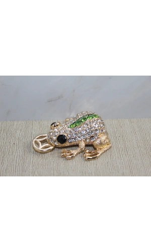 Bidebuvar Swarovski Taşlı Minik Figür - Kurbağa