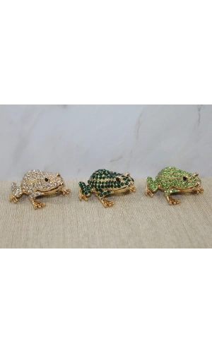 Bidebuvar Swarovski Taşlı Minik Figür - Kurbağa Model 2