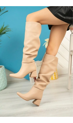 Bidebuvar SYT-2002 Nut Körüklü Kalın Topuklu Günlük Bayan Çizme