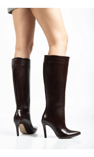 Bidebuvar SYT-2004 Kahve Kırışık Rugan Günlük Bayan Çizme