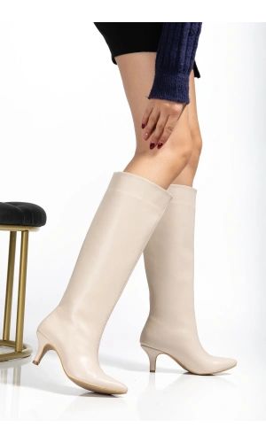 Bidebuvar SYT-2025 Bej Cilt Günlük Kadın Çizme