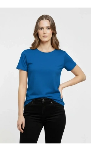 Bidebuvar T-Shirt Bisiklet Yaka Slim Fit Likralı Tişört Günlük Basic Body - İndigo