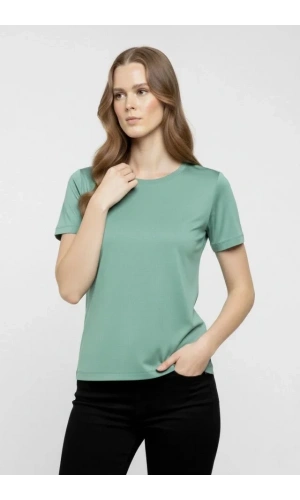 Bidebuvar T-Shirt Bisiklet Yaka Slim Fit Likralı Tişört Günlük Basic Body - Mint Yeşili