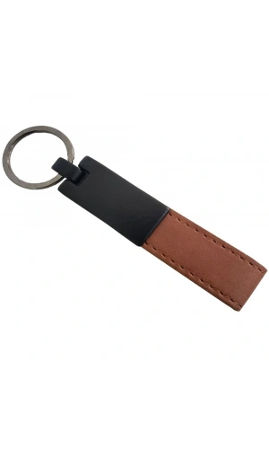 Bidebuvar Taba Renk Deri Metal Anahtarlık