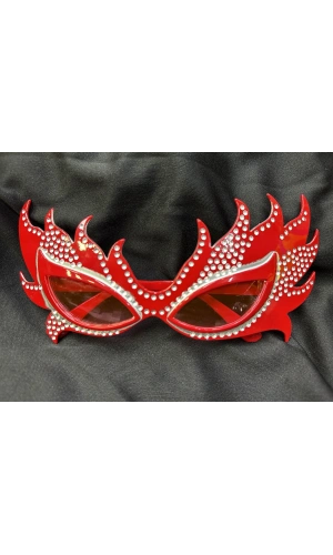 Bidebuvar Taşlı Kırmızı Alev Parti Gözlüğü