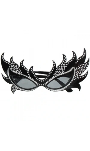 Bidebuvar Taşlı Siyah Alev Parti Gözlüğü