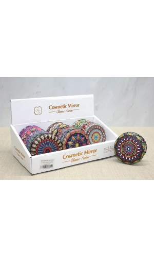 Bidebuvar Taşlı Yuvarlak El Aynası Kalın Model 3