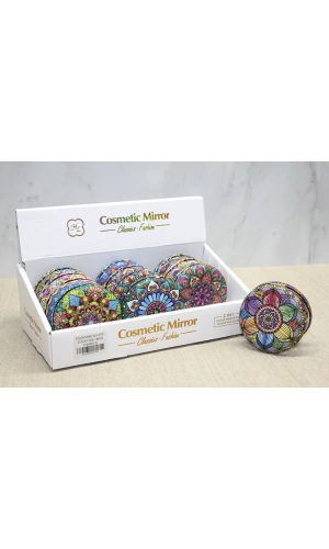 Bidebuvar Taşlı Yuvarlak El Aynası Kalın Model 4