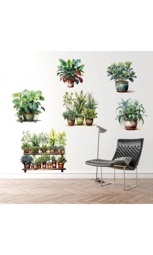 Bidebuvar Tropikal Bitkiler Duvar Stickerı Model C