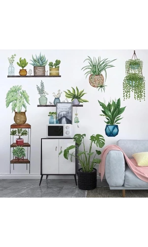 Bidebuvar Tropikal Bitkiler Duvar Stickerı Model D